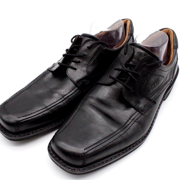 ECCO Seattle Oxfords Shoes Men Black Leather Lace Up Bike Toe Genuine Leather 46 - Picture 2 of 10